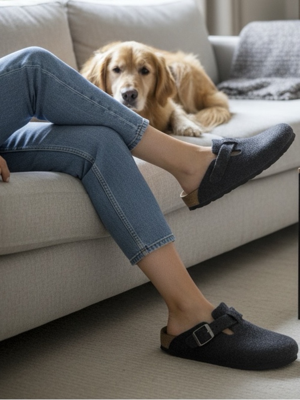 BIRKENSTOCK Amsterdam Dark Grey Wool Felt Clogs. Purolator $6.99